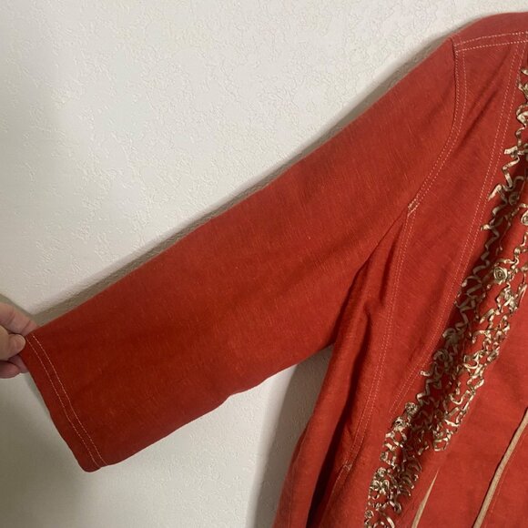 Coldwater Creek Linen Blend Cardigan Blazer Womens Size 20 Plus Size Orange Flor - Picture 9 of 14